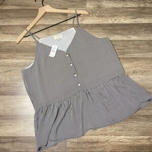 LOFT Black & White Striped Peplum Top size Large